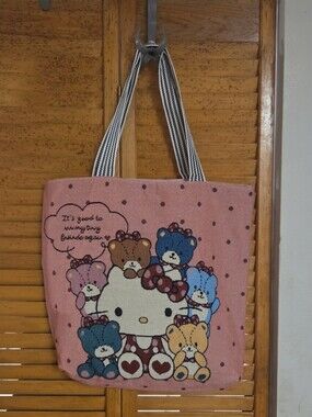 Hello Kitty/Teddy Bear Friend Cute Canvas Bag 2024 New Shoulder Large Bag